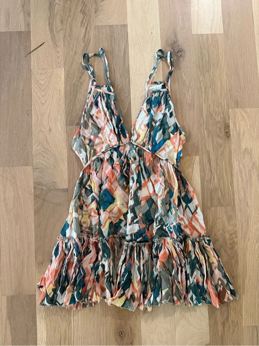 Free People FP One Summer Multicolor Spaghetti-Strap Flowy Dress Small